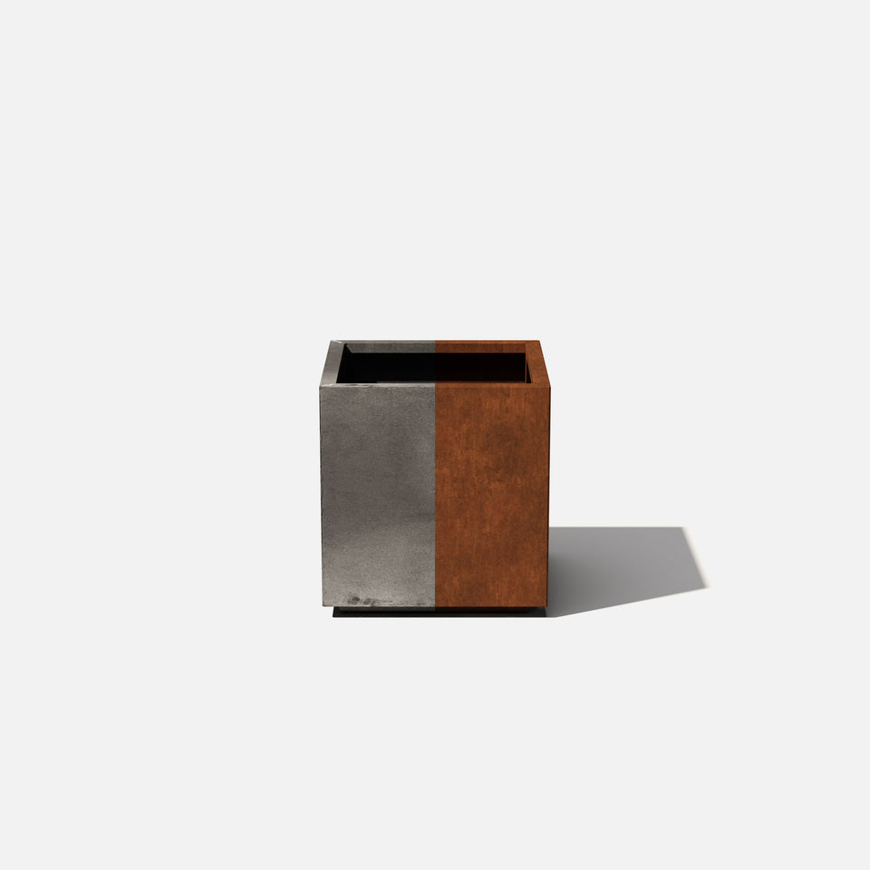 corten cube planter