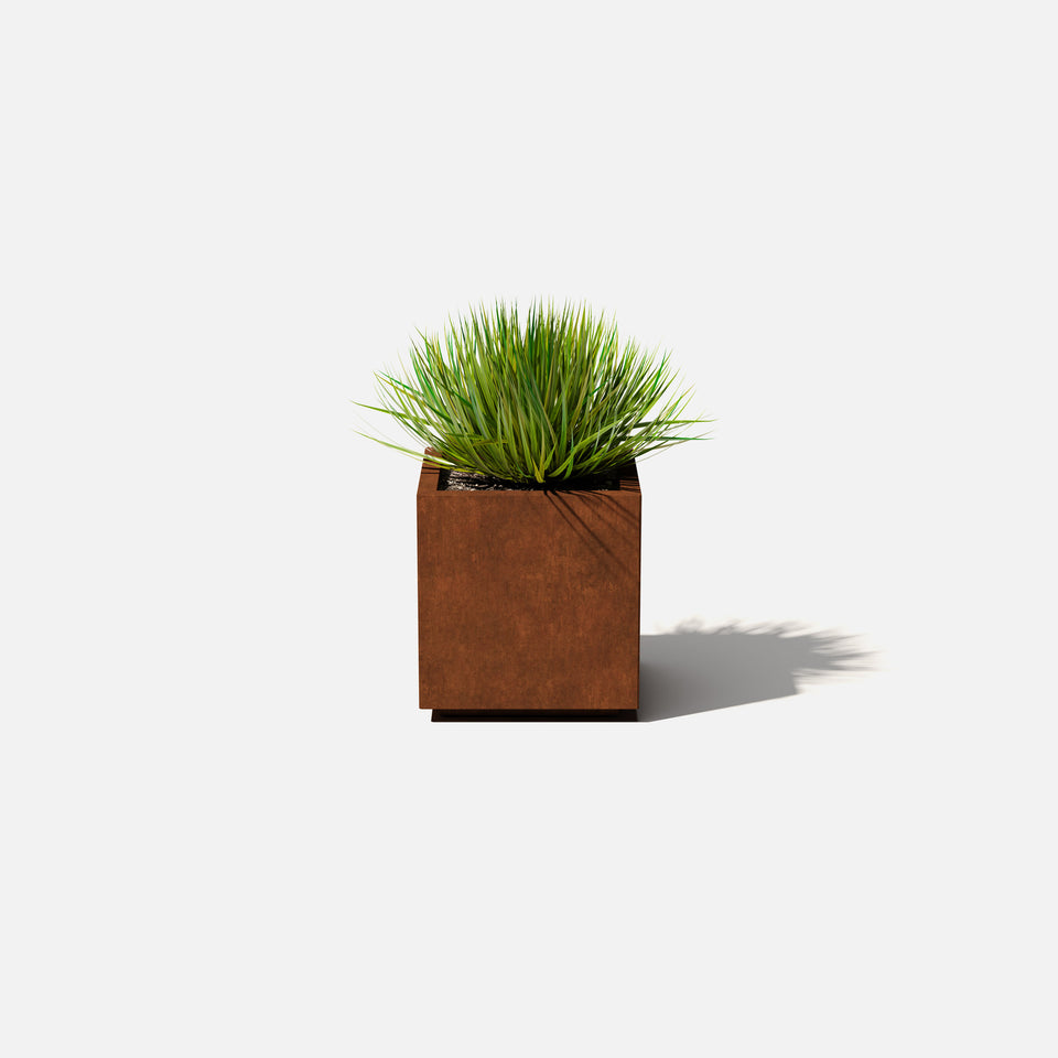 corten cube planter