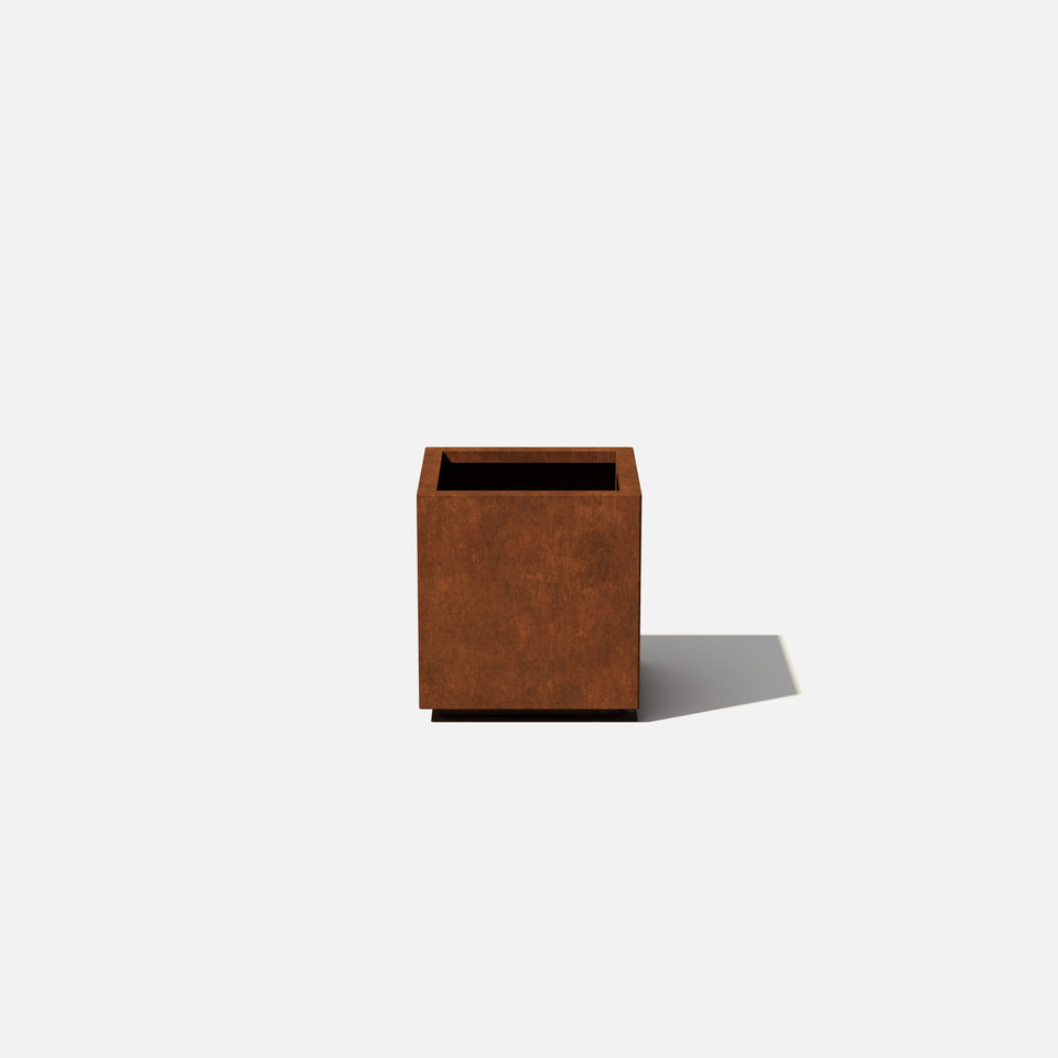 corten cube planter