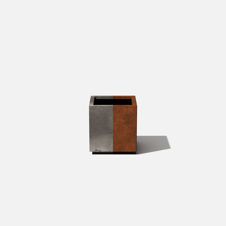 corten cube planter