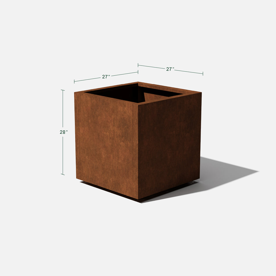 corten cube planter