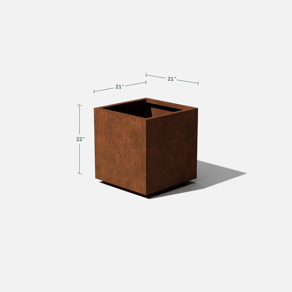 corten cube planter