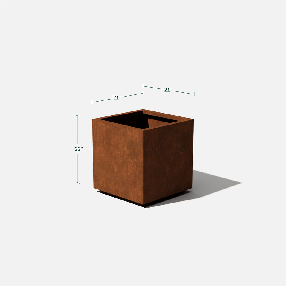 corten cube planter