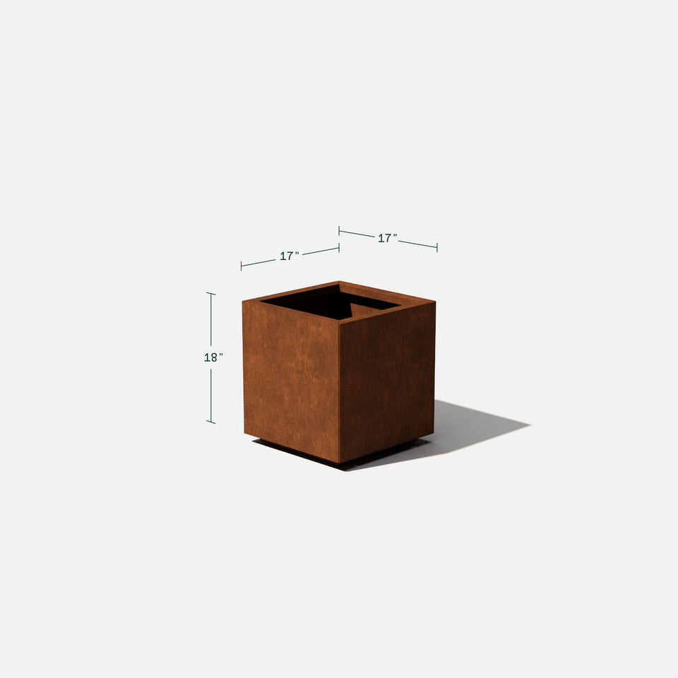 corten cube planter